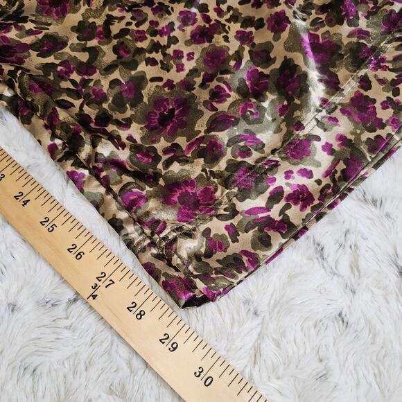Chartruse Silky Floral Purple and Tan Pajama Pants Drawstring Waist Size Large - Picture 5 of 6
